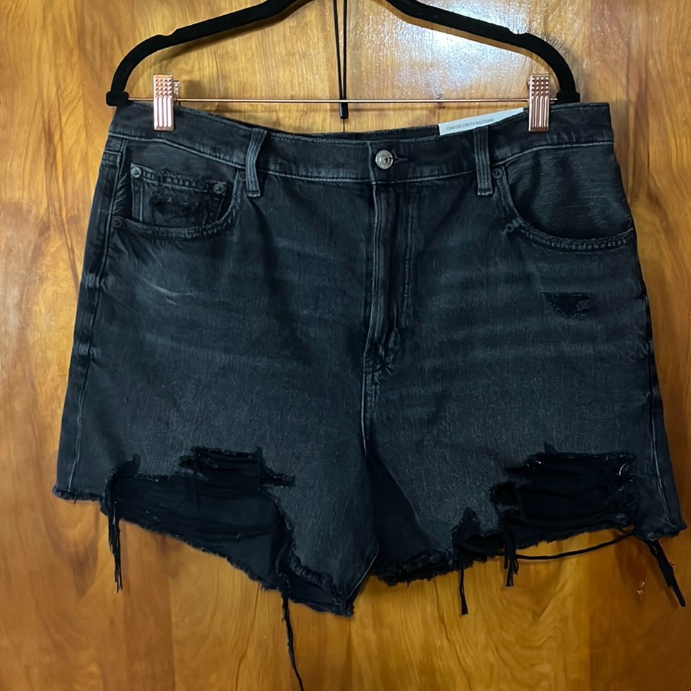 American Eagle Highest Rise 90s Boyfriend Short Sz 16 Black Denim Shorts